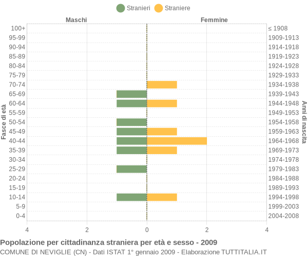 Grafico cittadini stranieri - Neviglie 2009