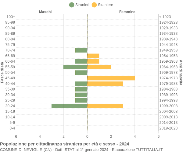 Grafico cittadini stranieri - Neviglie 2024