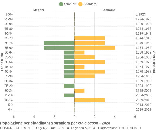 Grafico cittadini stranieri - Prunetto 2024