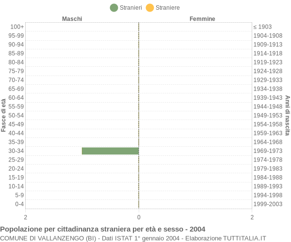 Grafico cittadini stranieri - Vallanzengo 2004