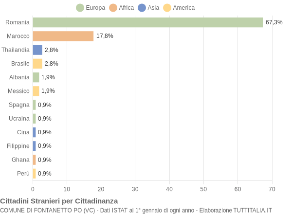 Grafico cittadinanza stranieri - Fontanetto Po 2021