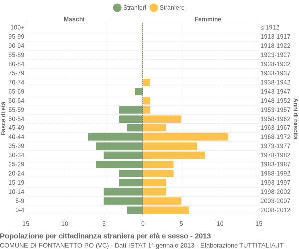 Grafico cittadini stranieri - Fontanetto Po 2013