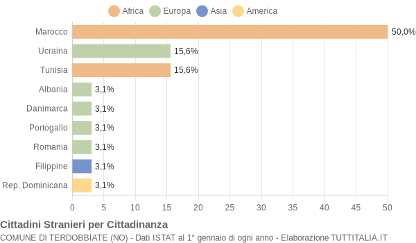 Grafico cittadinanza stranieri - Terdobbiate 2009