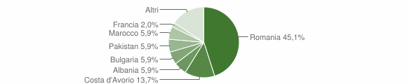 Grafico cittadinanza stranieri - Caresana 2011