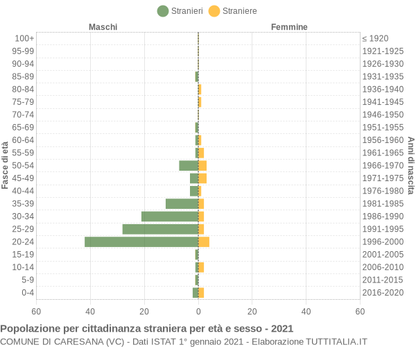 Grafico cittadini stranieri - Caresana 2021