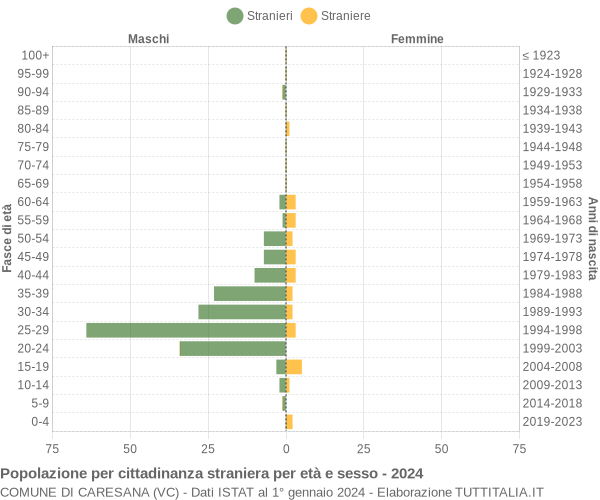 Grafico cittadini stranieri - Caresana 2024