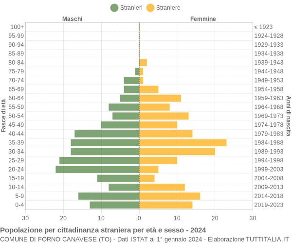 Grafico cittadini stranieri - Forno Canavese 2024