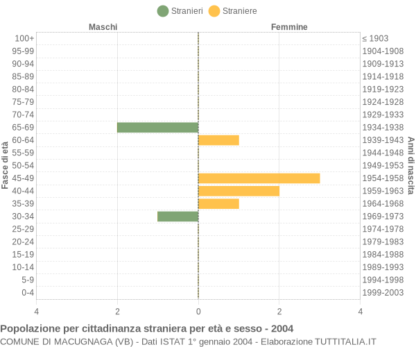Grafico cittadini stranieri - Macugnaga 2004