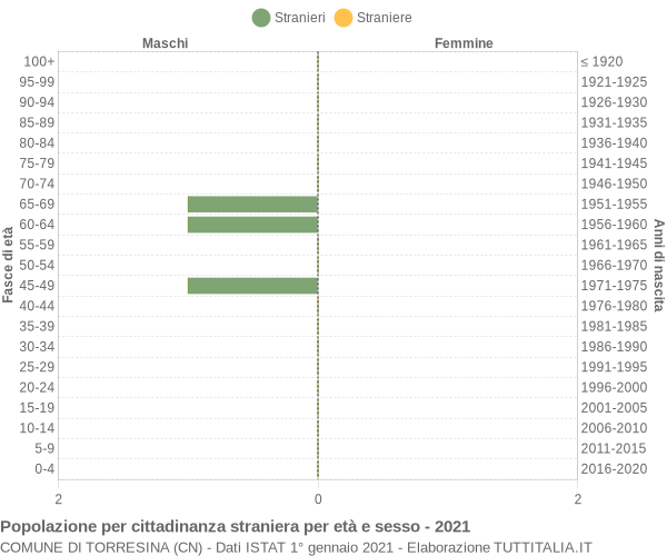 Grafico cittadini stranieri - Torresina 2021