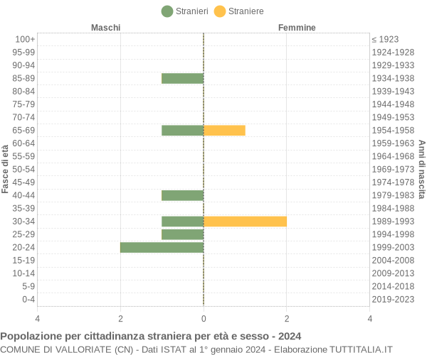 Grafico cittadini stranieri - Valloriate 2024