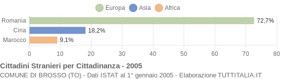 Grafico cittadinanza stranieri - Brosso 2005