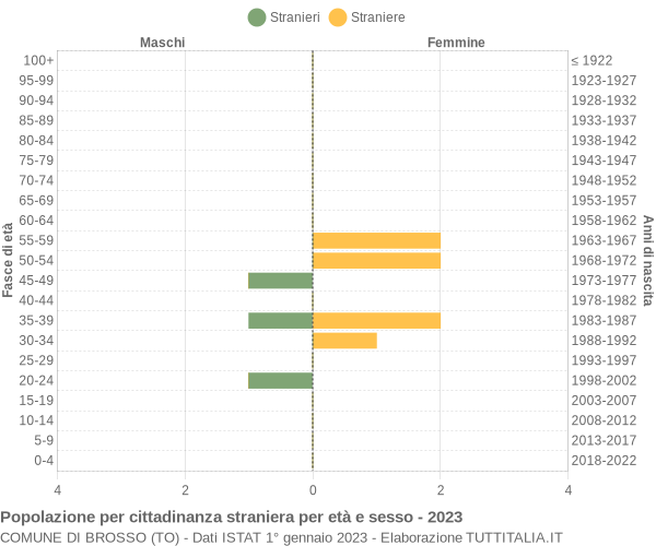 Grafico cittadini stranieri - Brosso 2023