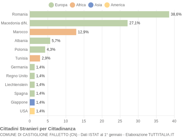 Grafico cittadinanza stranieri - Castiglione Falletto 2010