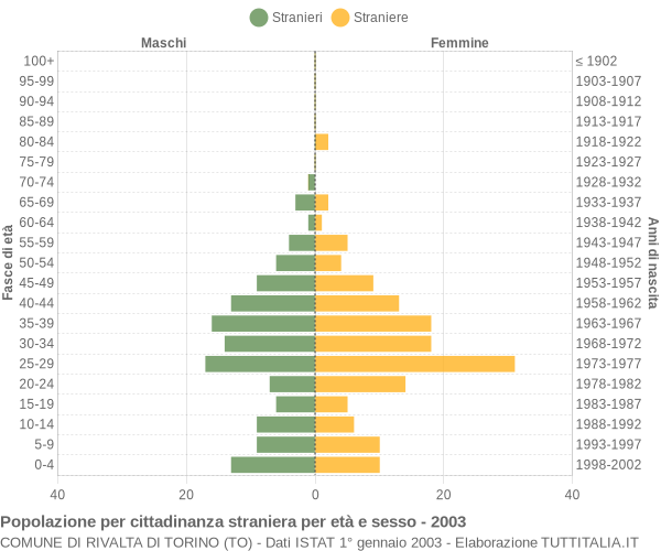 Grafico cittadini stranieri - Rivalta di Torino 2003