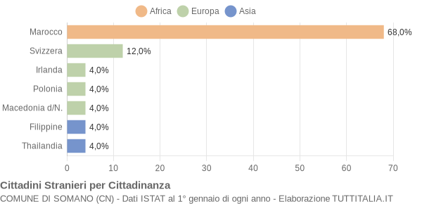 Grafico cittadinanza stranieri - Somano 2006