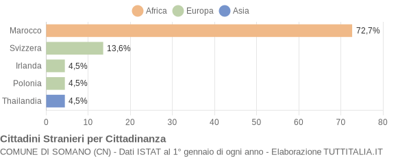 Grafico cittadinanza stranieri - Somano 2007