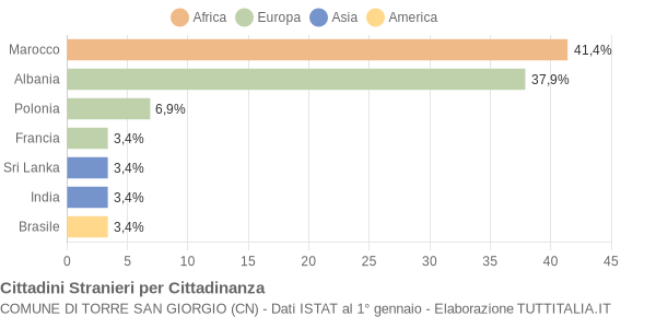 Grafico cittadinanza stranieri - Torre San Giorgio 2004