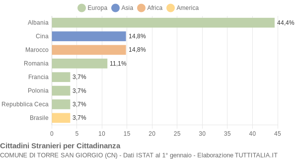 Grafico cittadinanza stranieri - Torre San Giorgio 2007