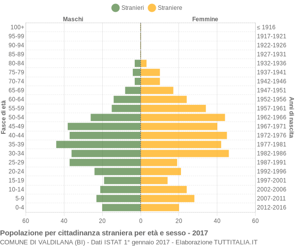 Grafico cittadini stranieri - Valdilana 2017