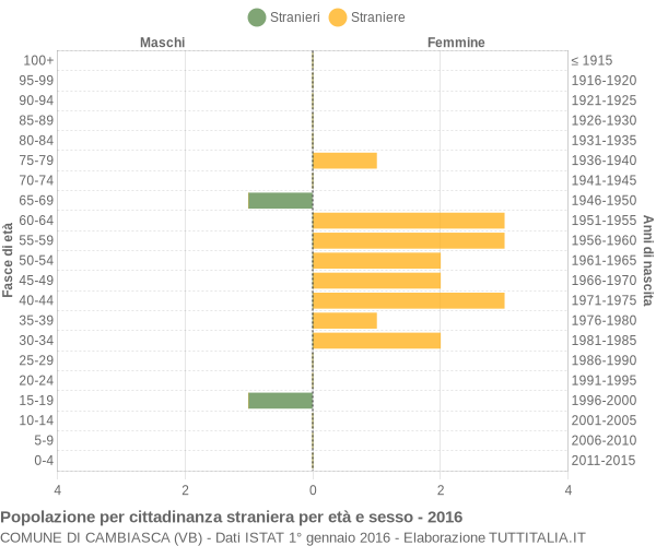 Grafico cittadini stranieri - Cambiasca 2016