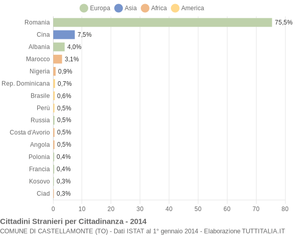 Grafico cittadinanza stranieri - Castellamonte 2014