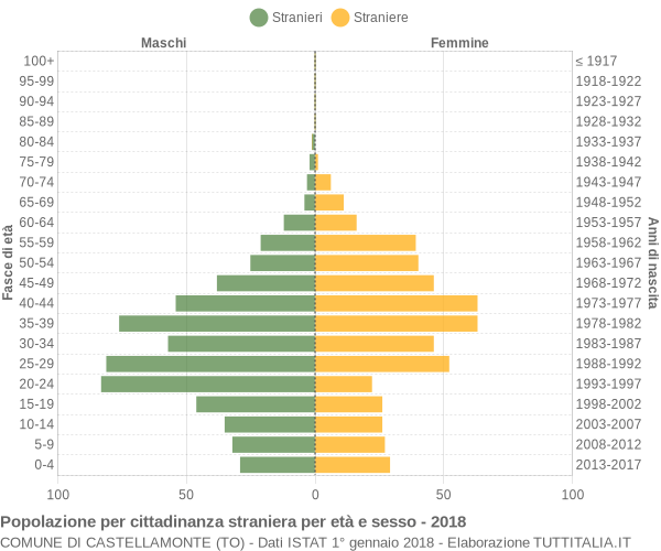 Grafico cittadini stranieri - Castellamonte 2018