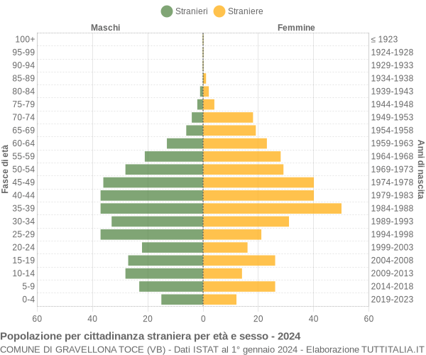 Grafico cittadini stranieri - Gravellona Toce 2024