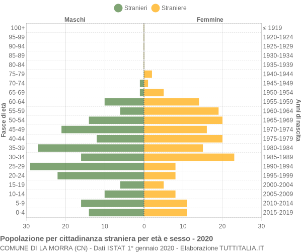 Grafico cittadini stranieri - La Morra 2020