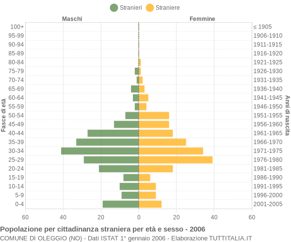 Grafico cittadini stranieri - Oleggio 2006