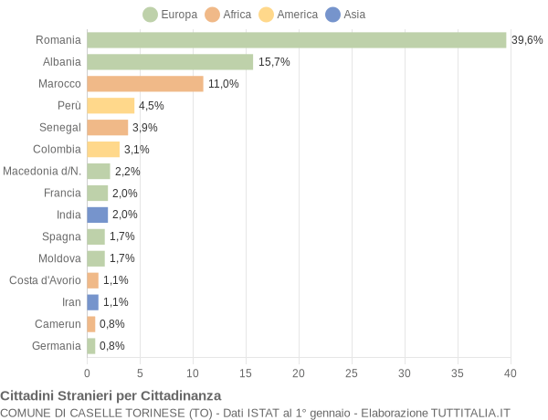 Grafico cittadinanza stranieri - Caselle Torinese 2005