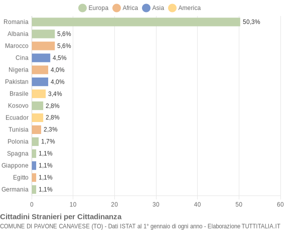 Grafico cittadinanza stranieri - Pavone Canavese 2021