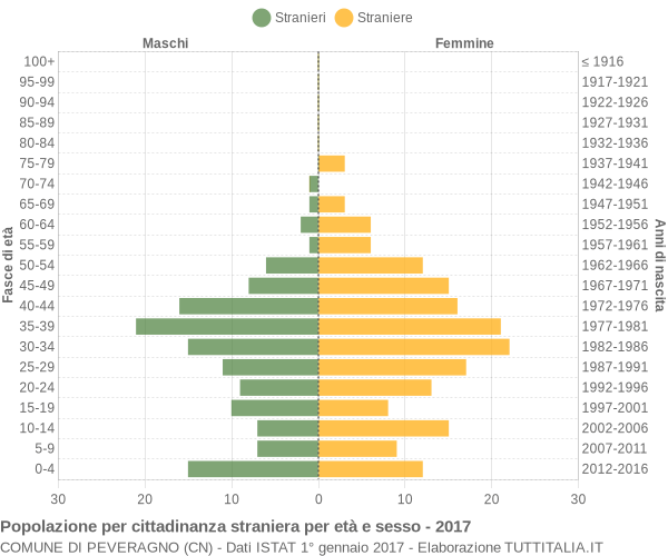 Grafico cittadini stranieri - Peveragno 2017