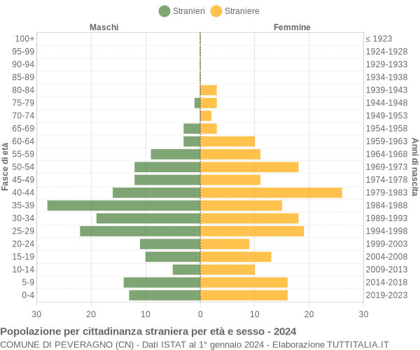 Grafico cittadini stranieri - Peveragno 2024