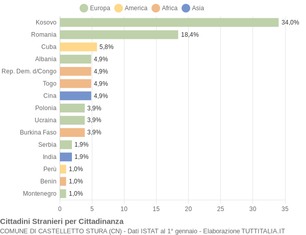 Grafico cittadinanza stranieri - Castelletto Stura 2014