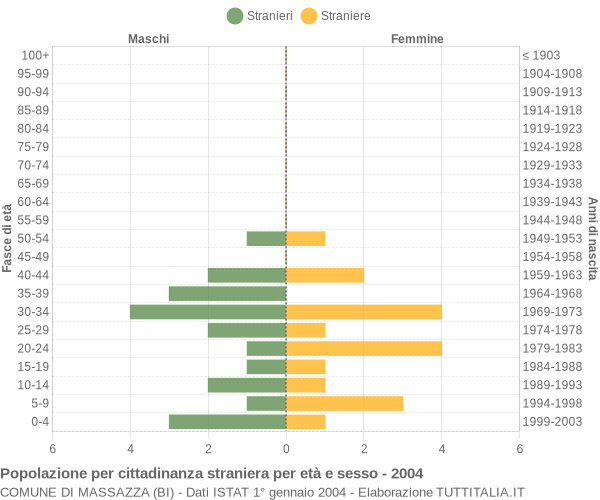 Grafico cittadini stranieri - Massazza 2004
