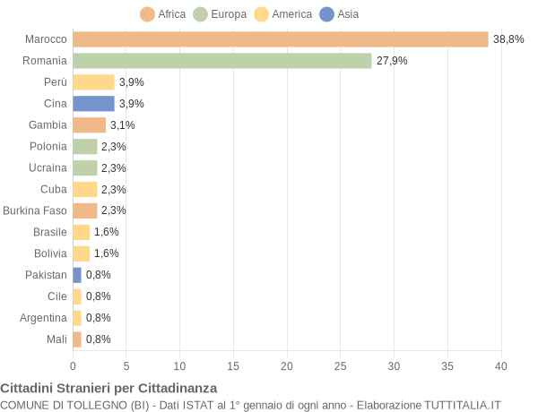 Grafico cittadinanza stranieri - Tollegno 2022