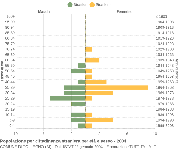 Grafico cittadini stranieri - Tollegno 2004