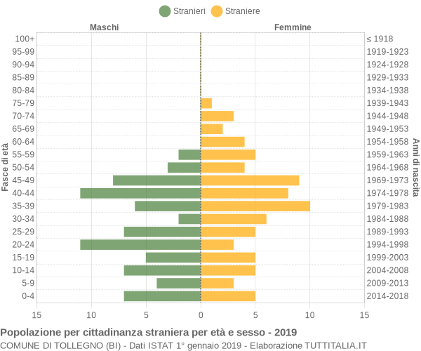 Grafico cittadini stranieri - Tollegno 2019