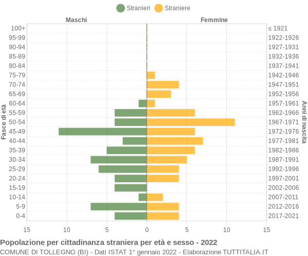 Grafico cittadini stranieri - Tollegno 2022