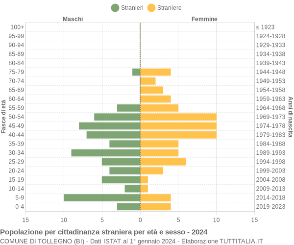 Grafico cittadini stranieri - Tollegno 2024