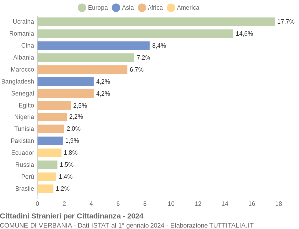 Grafico cittadinanza stranieri - Verbania 2024