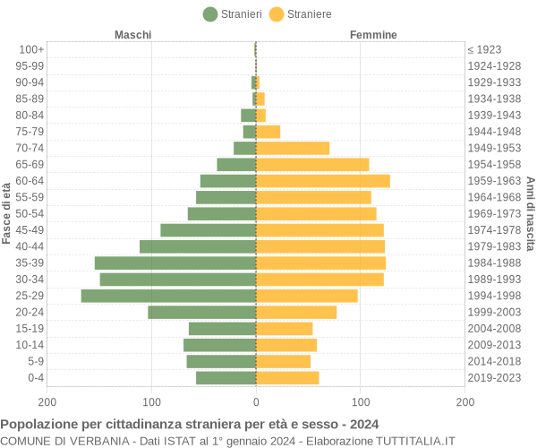 Grafico cittadini stranieri - Verbania 2024