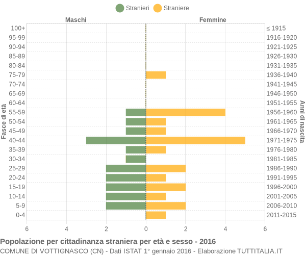 Grafico cittadini stranieri - Vottignasco 2016