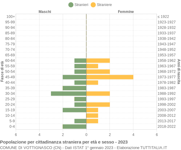 Grafico cittadini stranieri - Vottignasco 2023