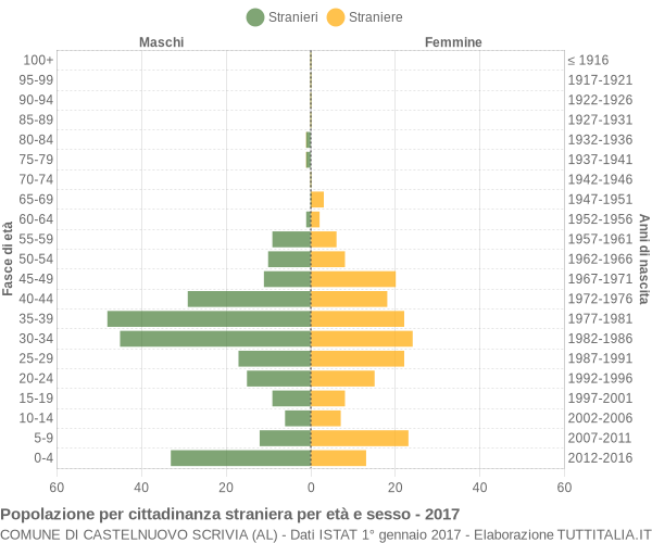 Grafico cittadini stranieri - Castelnuovo Scrivia 2017