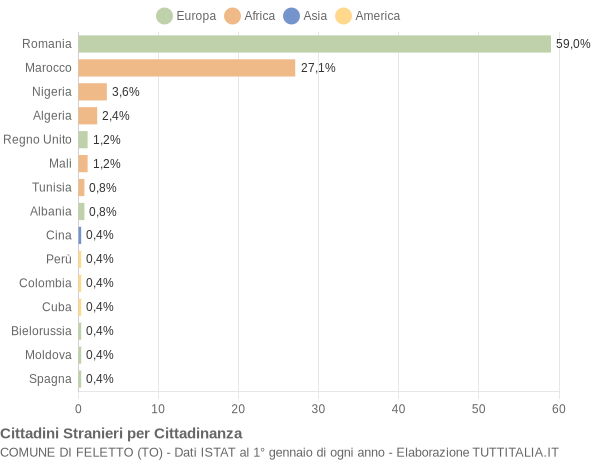 Grafico cittadinanza stranieri - Feletto 2016