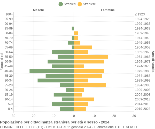 Grafico cittadini stranieri - Feletto 2024