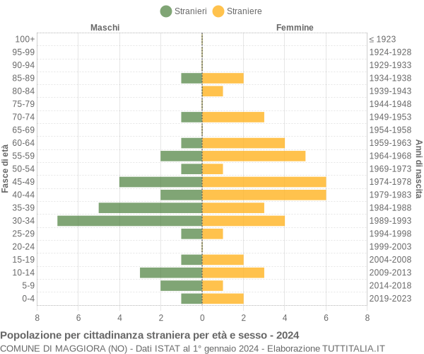 Grafico cittadini stranieri - Maggiora 2024