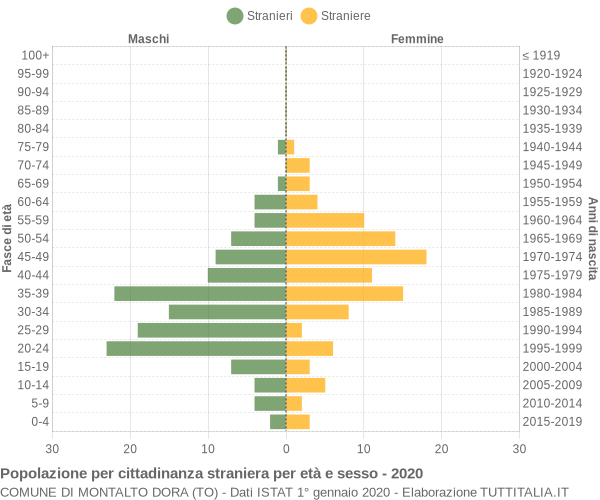 Grafico cittadini stranieri - Montalto Dora 2020