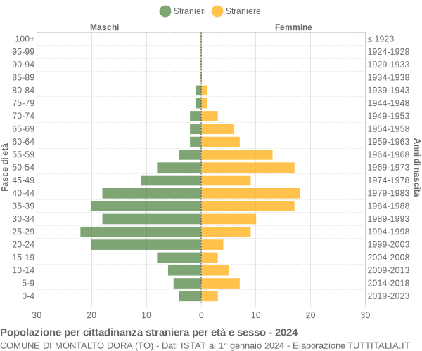 Grafico cittadini stranieri - Montalto Dora 2024